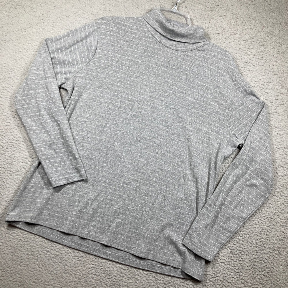 Time and Tru Turtleneck Top Women XXL Gray Metallic Striped Long Sleeve Cozycore